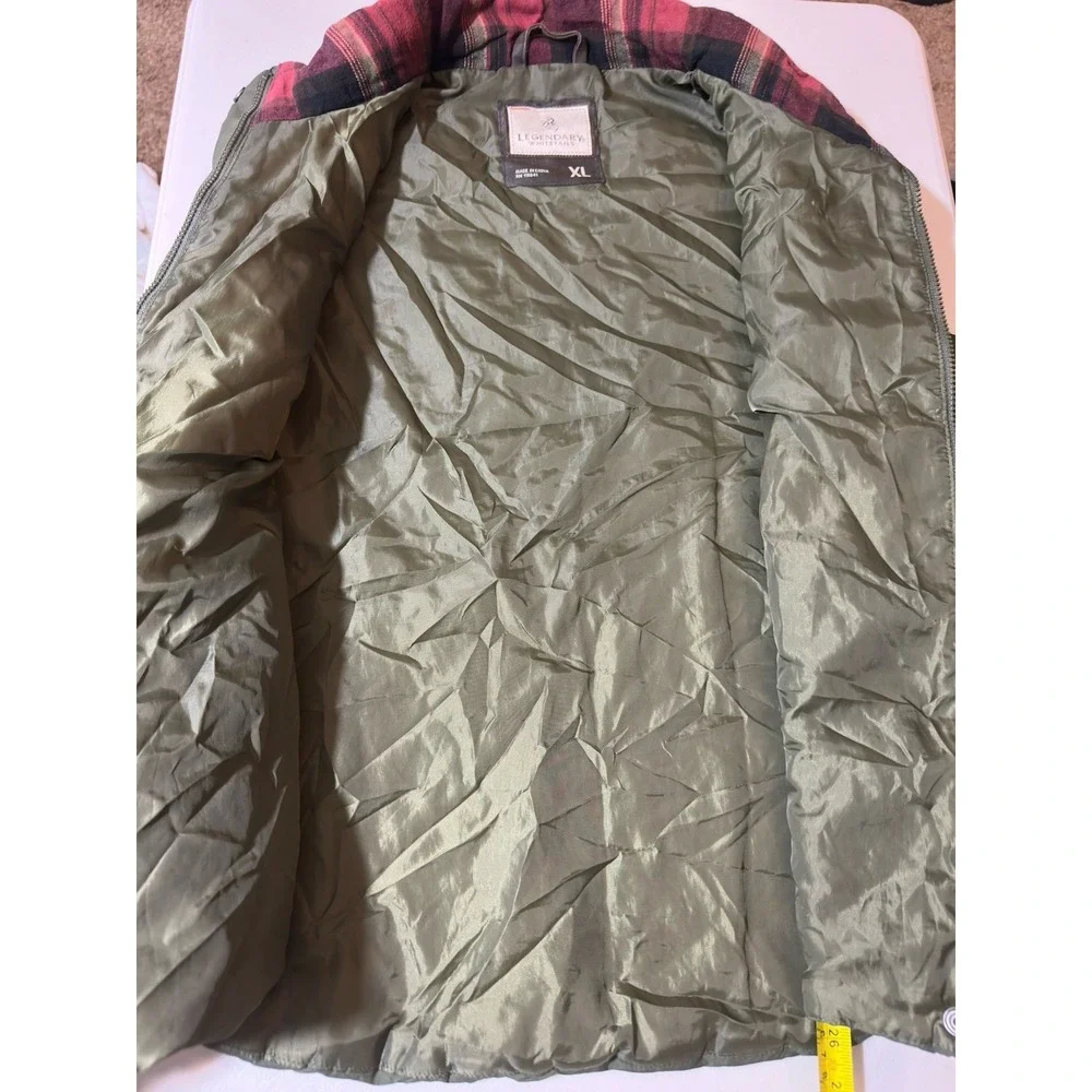 Legendary Whitetails Mens Vest XL Olive Green Puffer Flannel Lined Toggle